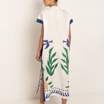 Sun Midi Kaftan  - White Green and Blue - Simply Beach UK