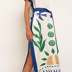 Sun Midi Kaftan  - White Green and Blue - Simply Beach UK