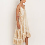 Classic Triangle Hi-Low Midi Dress - Natural and Gold - Simply Beach UK