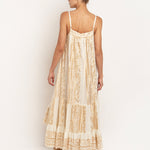 Classic Triangle Hi-Low Midi Dress - Natural and Gold - Simply Beach UK