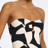 Fiore Bandeau Swimsuit - Black and Cream - Simply Beach UK