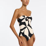 Fiore Bandeau Swimsuit - Black and Cream - Simply Beach UK