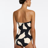 Fiore Bandeau Swimsuit - Black and Cream - Simply Beach UK