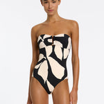 Fiore Bandeau Swimsuit - Black and Cream - Simply Beach UK