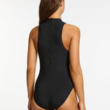 Elora High Neck Swimsuit - Black - Simply Beach UK