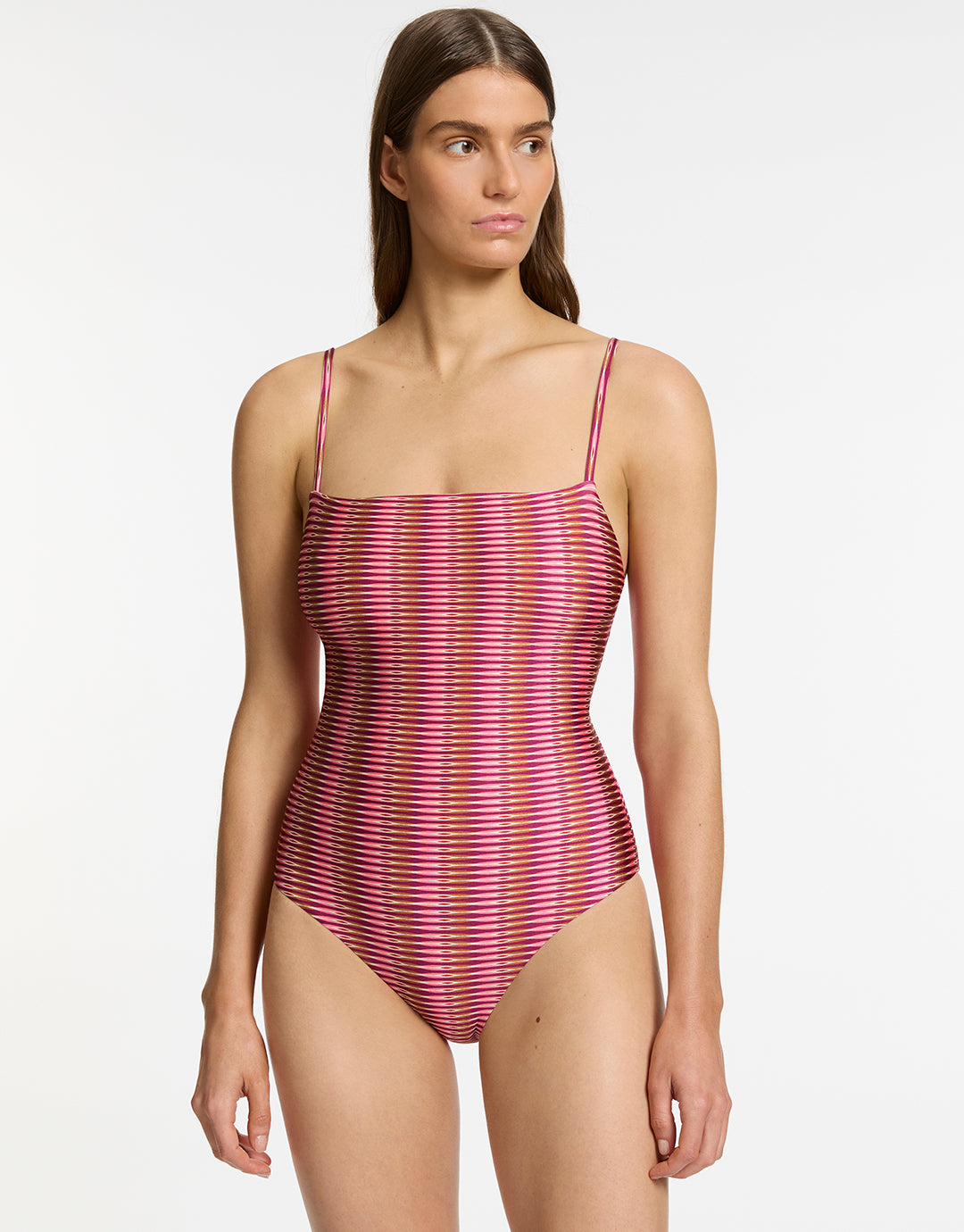 Alessia Geo Minimal Tank Swimsuit Peony