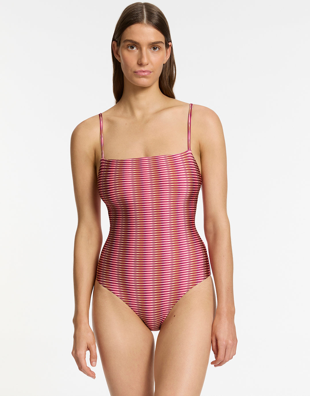 Alessia Geo Minimal Tank Swimsuit - Peony - Simply Beach UK