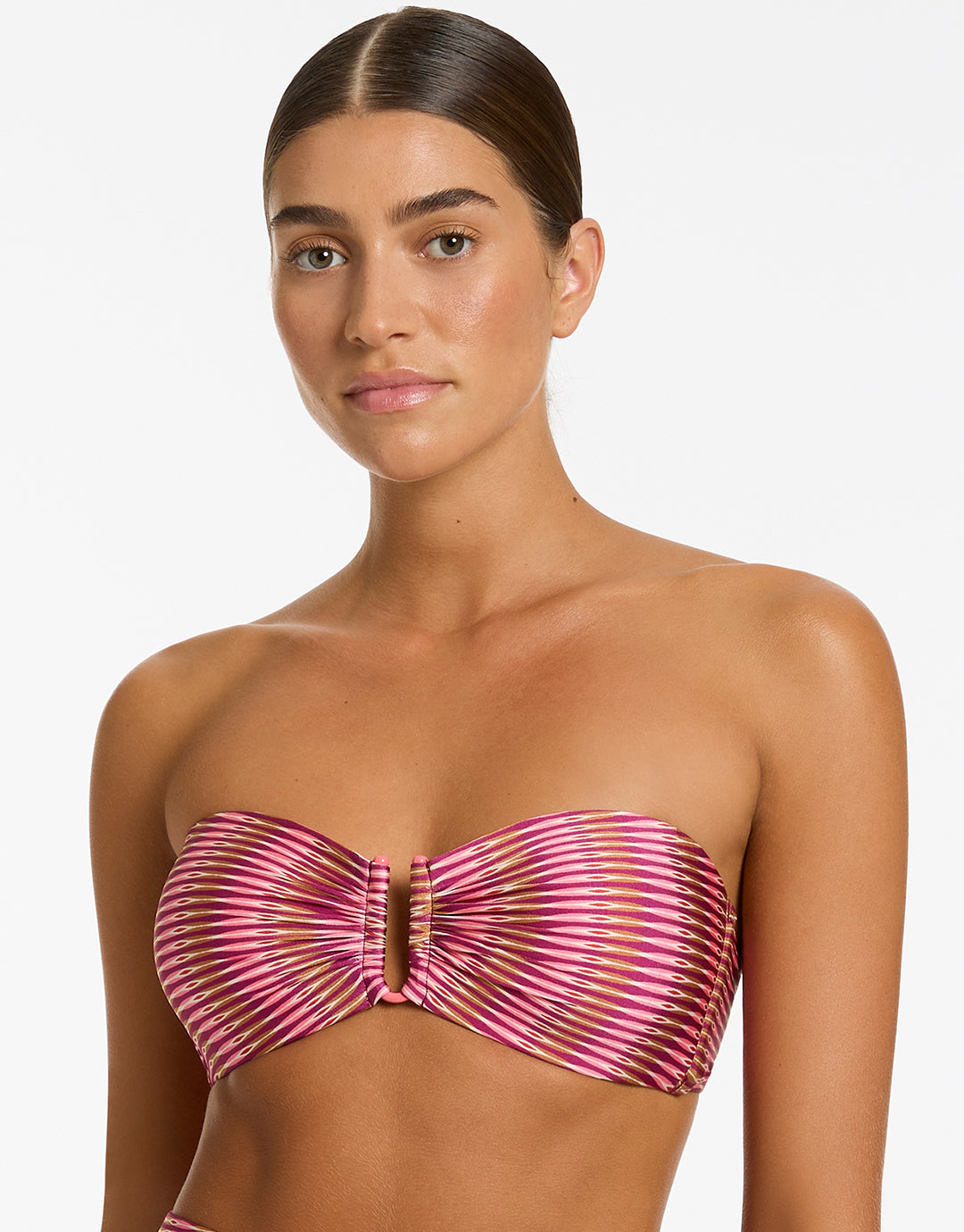 Alessia Geo Bandeau Bikini Top - Peony - Simply Beach UK