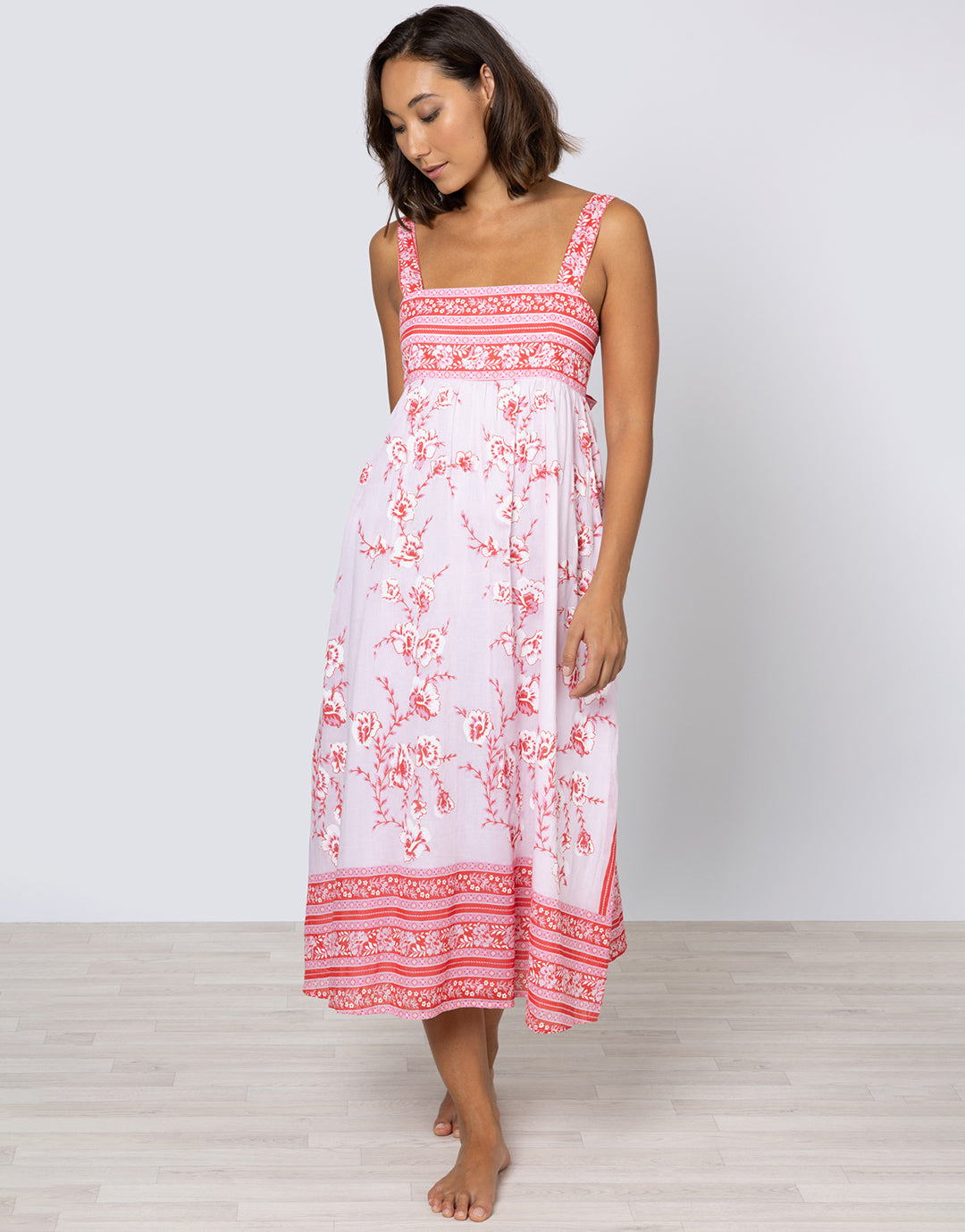 Cherry Blossom Tie Back Dress - Rose and Red - Simply Beach UK