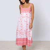 Cherry Blossom Tie Back Dress - Rose and Red - Simply Beach UK