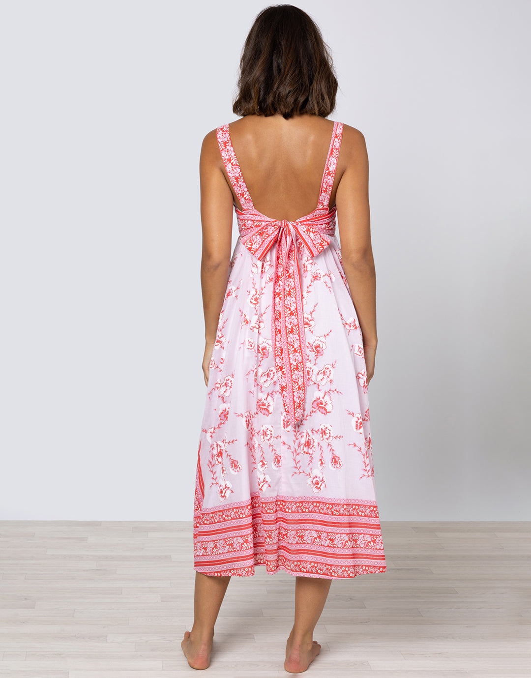 Cherry Blossom Tie Back Dress - Rose and Red - Simply Beach UK