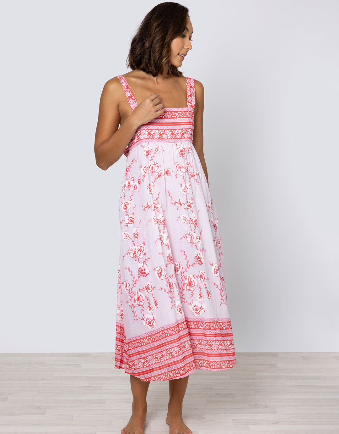 Cherry Blossom Tie Back Dress - Rose and Red - Simply Beach UK