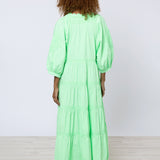 Poplin V-Neck Loose Maxi Dress with Ric-Rac - Apple - Simply Beach UK