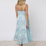 Ginko Print Swing Dress with Ric-Rac - Aqua and Blue - Simply Beach UK