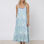 Ginko Print Swing Dress with Ric-Rac - Aqua and Blue - Simply Beach UK