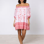 Cherry Blossom Off Shoulder Dress - Rose and Red - Simply Beach UK