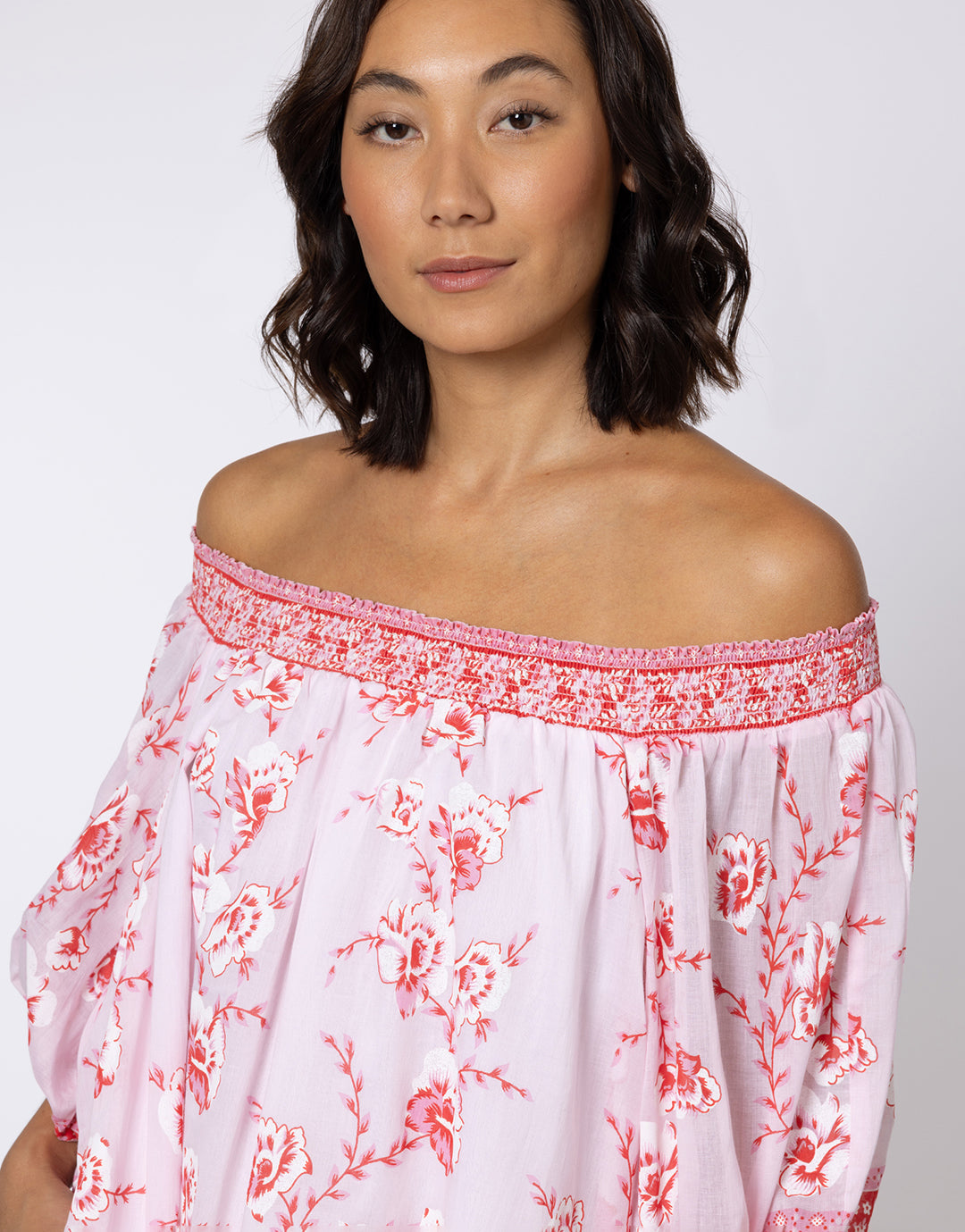 Cherry Blossom Off Shoulder Dress - Rose and Red - Simply Beach UK