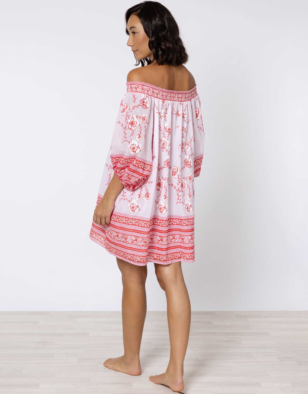 Cherry Blossom Off Shoulder Dress - Rose and Red - Simply Beach UK