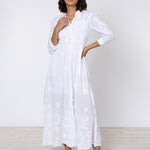 Cotton Maxi Dress with Vintage Embroidery - White - Simply Beach UK