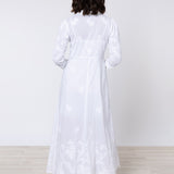 Cotton Maxi Dress with Vintage Embroidery - White - Simply Beach UK