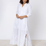 Cotton Maxi Dress with Vintage Embroidery - White - Simply Beach UK