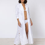 Cotton Maxi Dress with Vintage Embroidery - White - Simply Beach UK