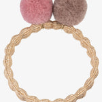 PomPom Hair Tie - Beige Glitter with Dusty Rose Dove - Simply Beach UK