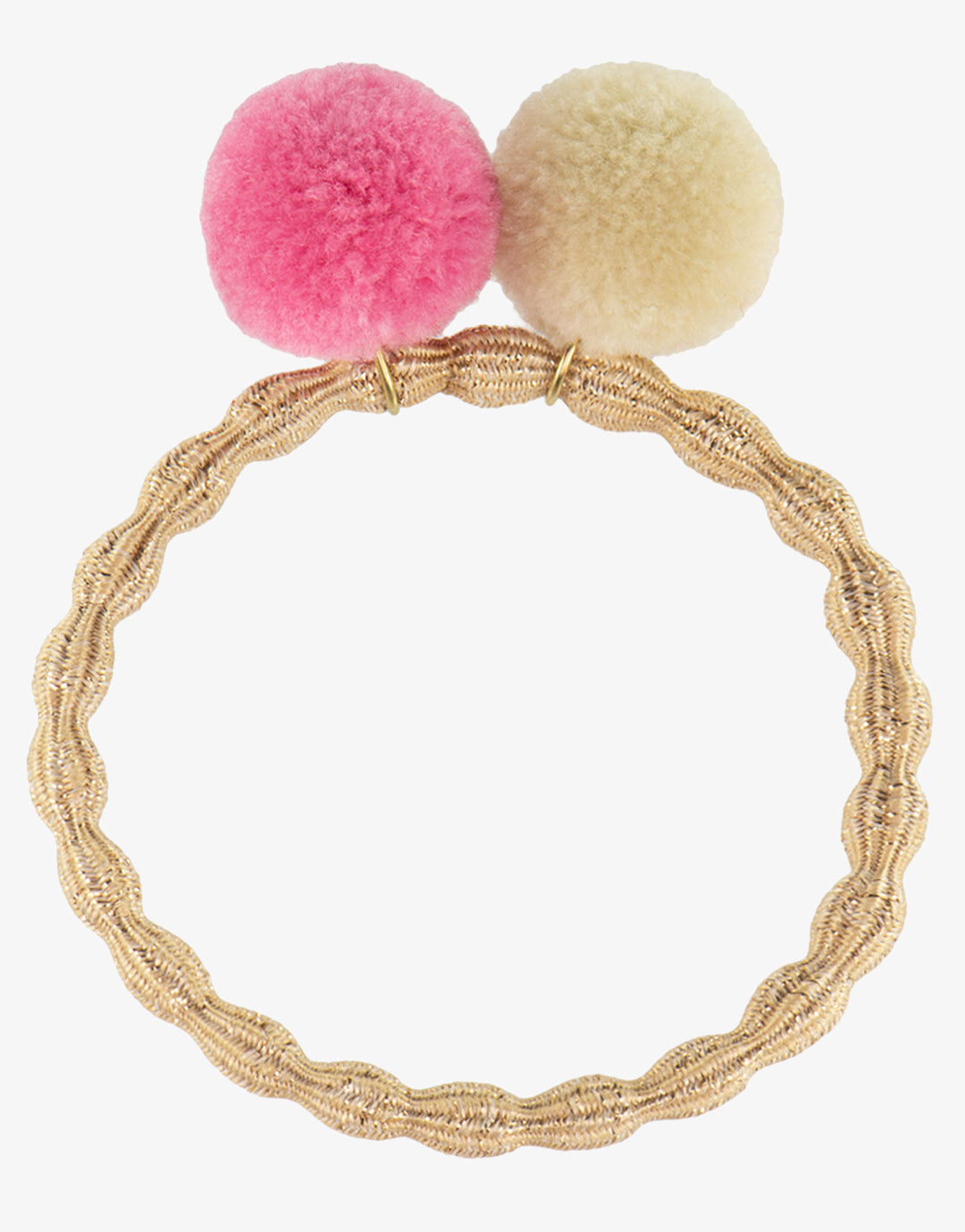 PomPom Hair Tie  - Beige Glitter - Simply Beach UK