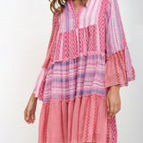 Patchwork Mini Boho Dress - Pink - Simply Beach UK