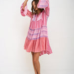 Patchwork Mini Boho Dress - Pink - Simply Beach UK