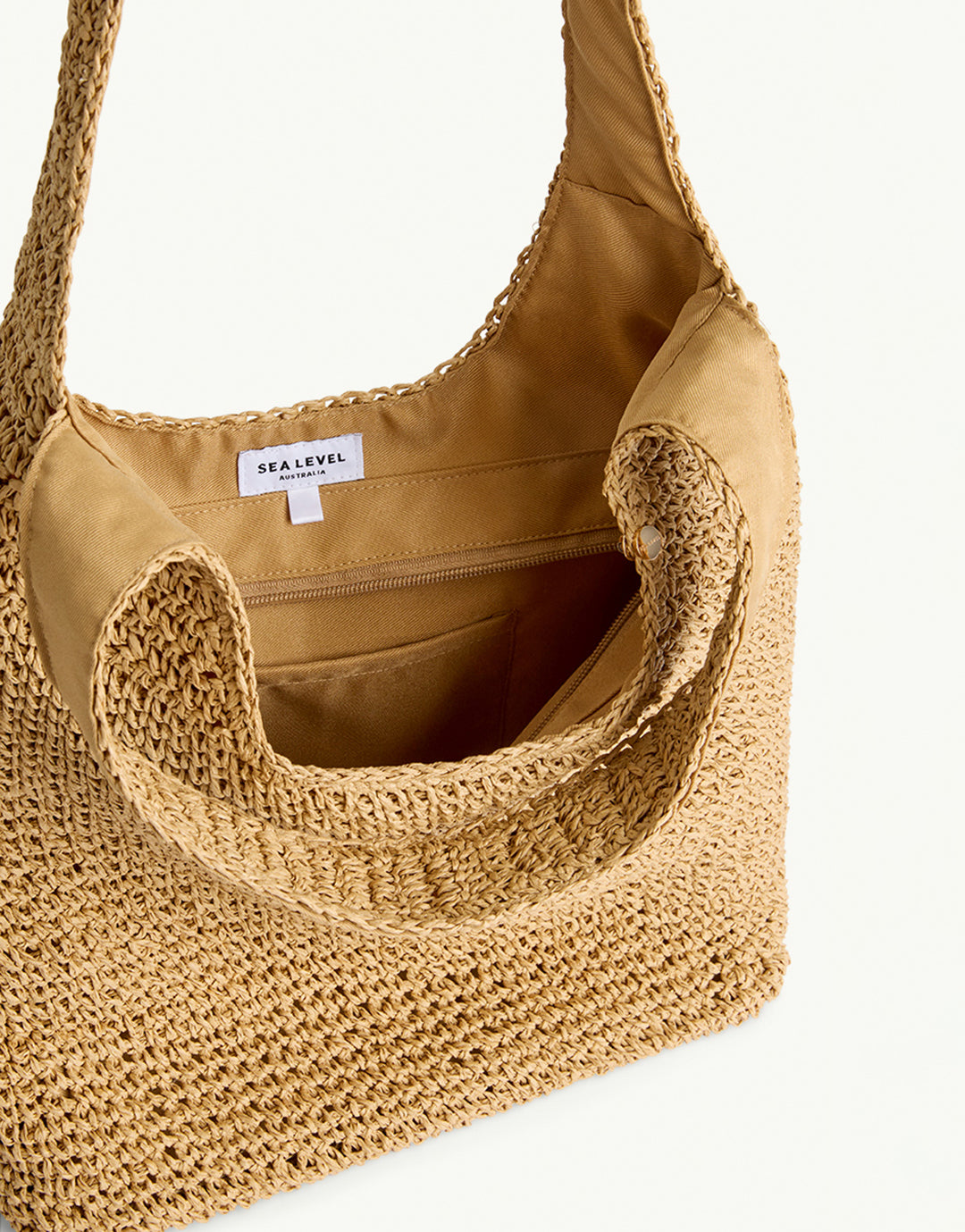 Crochet Slouch Beach Bag - Caramel - Simply Beach UK