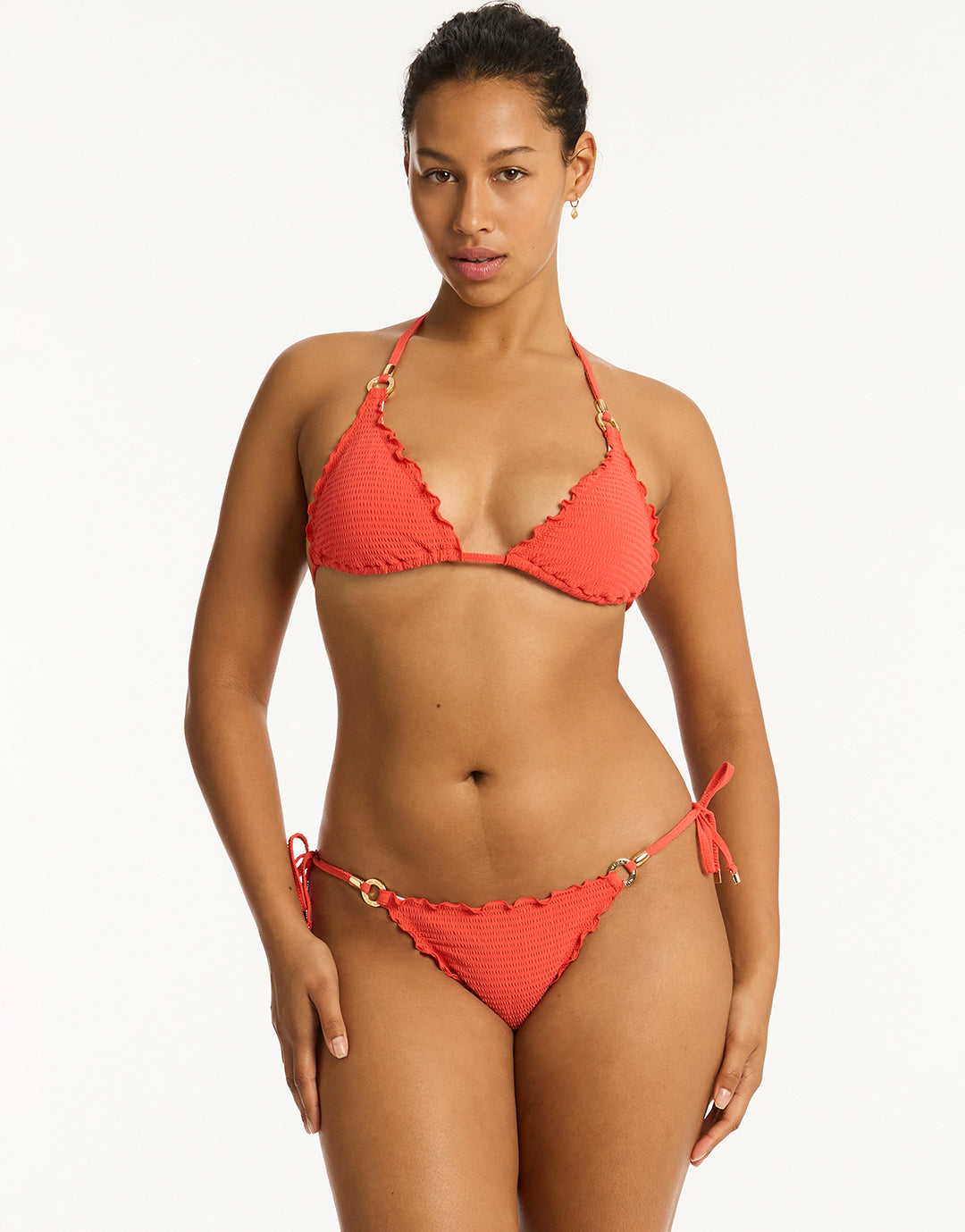 Messina Halter Slide Tri Bikini Top - Flame - Simply Beach UK