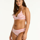 Biarritz Mid Bikini Pant - White and Red Stripe - Simply Beach UK