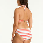 Biarritz Mid Bikini Pant - White and Red Stripe - Simply Beach UK