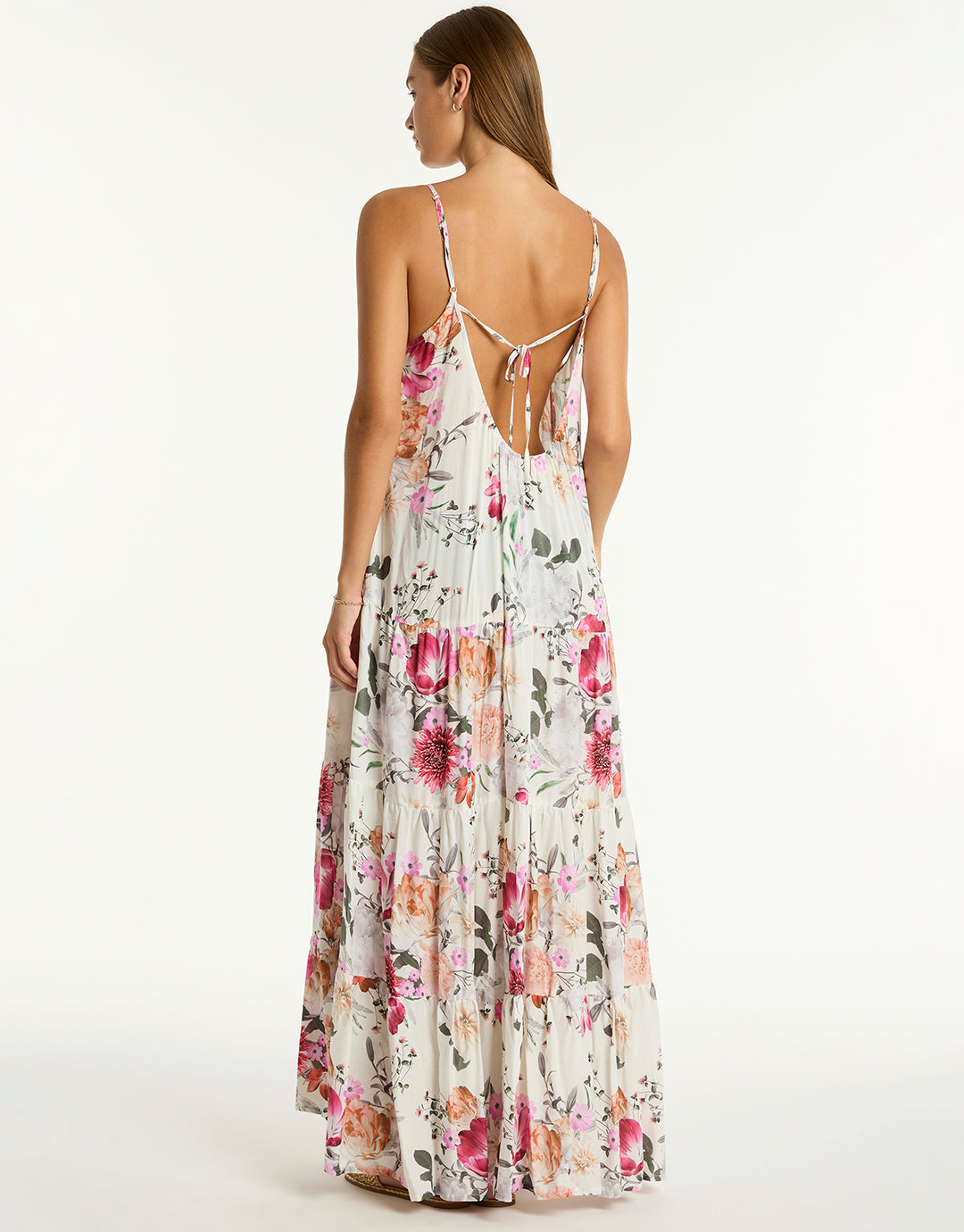 Belle Tiered Maxi Sundress - Coconut - Simply Beach UK