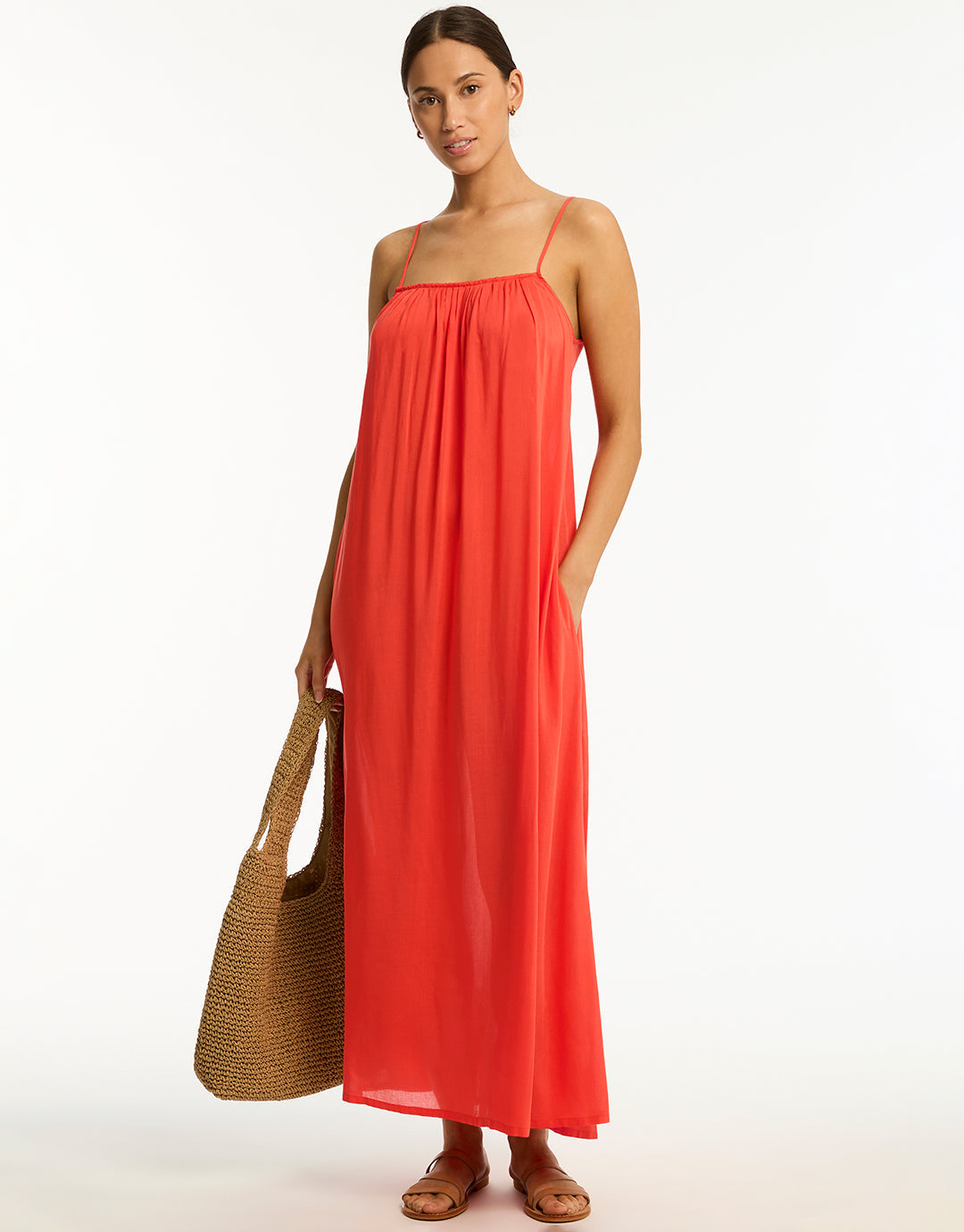 Resort Essentials Maxi Sundress - Flame - Simply Beach UK