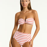 Biarritz Panelled High Waist Bikini Pant - Flame - Simply Beach UK