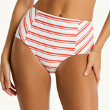 Biarritz Panelled High Waist Bikini Pant - Flame - Simply Beach UK