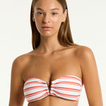 Biarritz V Bar Bandeau Bikini Top - Flame - Simply Beach UK