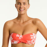 Aloha Twist Bandeau Bikini Top - Flame - Simply Beach UK