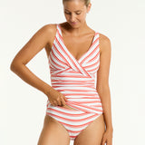 Biarritz Cross Front Tankini Top - Flame - Simply Beach UK