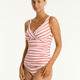 Biarritz Cross Front Tankini Top - Flame - Simply Beach UK