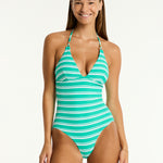 Biarritz Longline Halter Swimsuit - Evergreen - Simply Beach UK