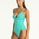 Biarritz Longline Halter Swimsuit - Evergreen - Simply Beach UK