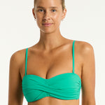 Essentials Edit Twist Bandeau Bikini Top - Evergreen - Simply Beach UK