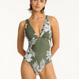 Aloha Longline Tri Swimsuit - Khaki - Simply Beach UK