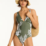 Aloha Longline Tri Swimsuit - Khaki - Simply Beach UK