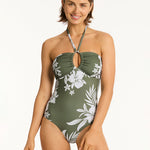 Aloha Halter Bandeau Swimsuit - Khaki - Simply Beach UK