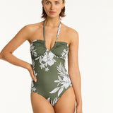 Aloha Halter Bandeau Swimsuit - Khaki - Simply Beach UK