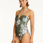 Aloha Halter Bandeau Swimsuit - Khaki - Simply Beach UK